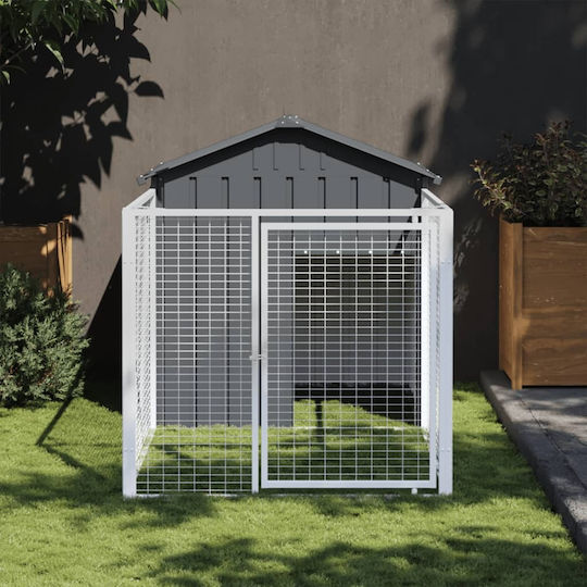 vidaXL Dog House Large Metallic Outdoor Gray 117x200x123cm