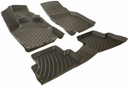 Wöller Set of Front and Rear Mats 4pcs Tray Type for Opel Corsa / Combo Mazda 2 Black