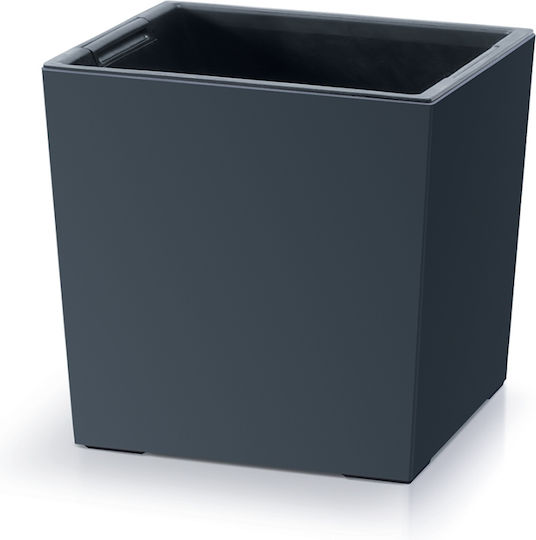 Prosperplast Urbi Square Low DURSL Pot Plastic Charcoal 24x24x23.5cm.