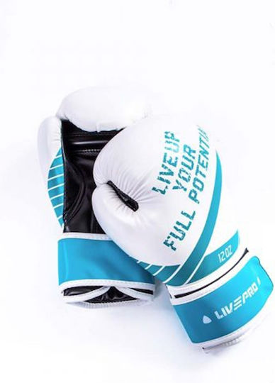 Live Pro Boxing Gloves Leather for Bag White