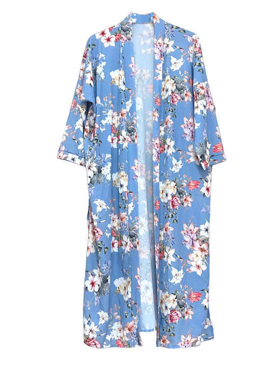 Kimono floral hellblau