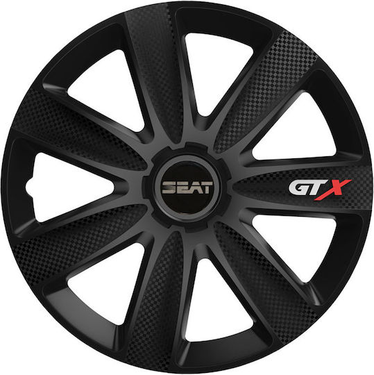 Versaco Auto Radkappen Set Gtx mit Marke Sitz 4Stück 14" Schwarz/Schwarz