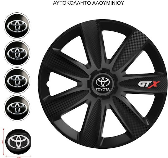 Versaco Car Hubcap Set Gtx with Toyota Emblem 14" 4pcs Black