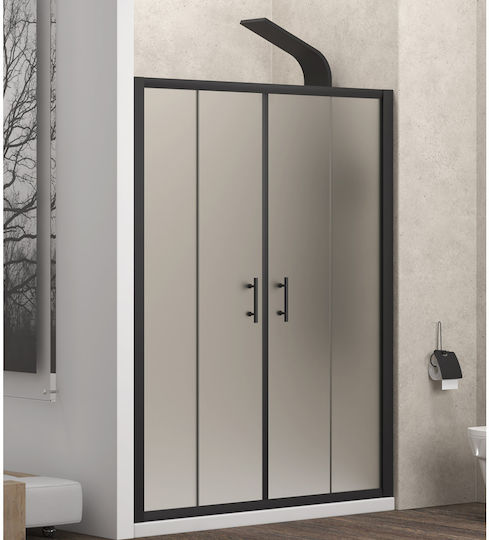 Karag Flora 600 Διαχωριστικό Ντουζιέρας με Συρόμενη Πόρτα 170x190cm Satine Nero