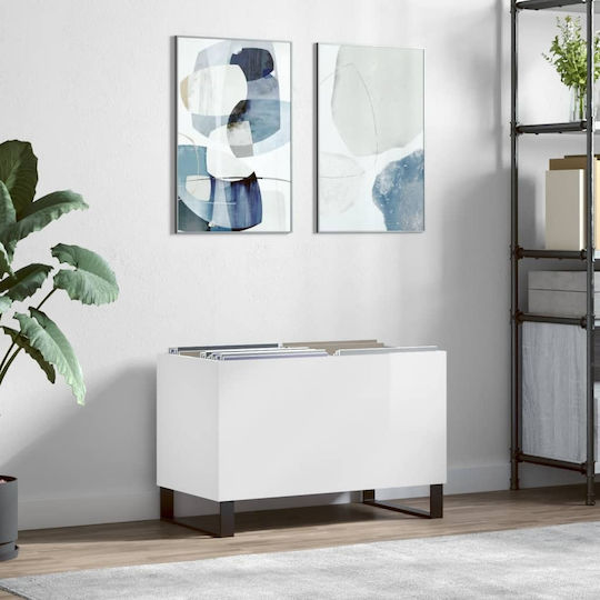 vidaXL Glossy Hi-Fi Furniture White 38x74.5x48cm