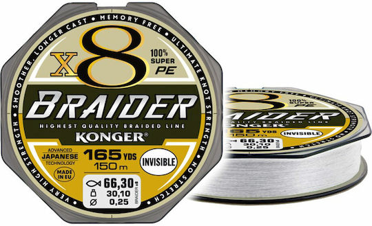 Konger Braider X8 Invisible Fishing Filament 150m / 0.16mm / 18.8kg
