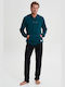 Vamp Men's Winter Cotton Pajamas Set Blue