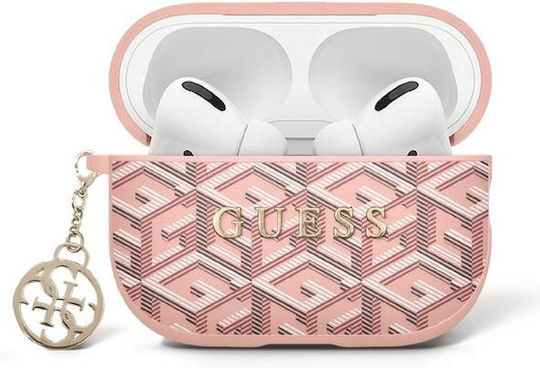 Guess Gcube Charm Hülle Silikon in Rosa Farbe für Apple AirPods Pro