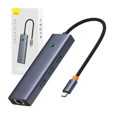 Baseus Ultrajoy 6 in 1 USB-C Stație de andocare cu HDMI 4K PD Ethernet Gri