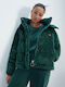 Ellesse Women's Short Puffer Jacket for Winter with Hood Green