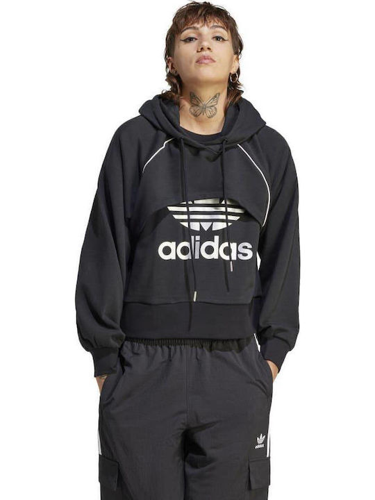 Cropped Women's Sweatshirt Hooded Black