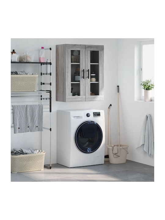 Wand Wohnzimmer Vitrine aus Spanplatte mit Glas Gray 69.5x34x90cm