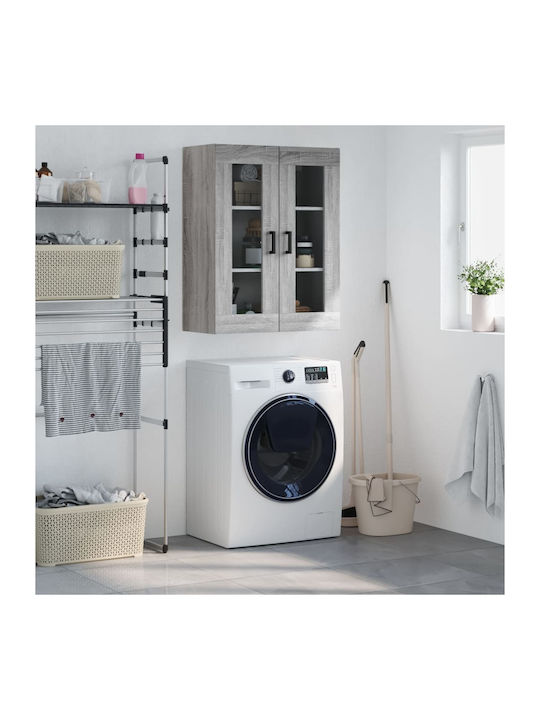 Wand Wohnzimmer Vitrine aus Spanplatte mit Glas Gray 69.5x34x90cm