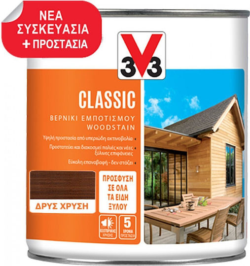 V33 Classic Woodstain Impregnation Varnish Solvent Based 02 Oaks Open 2.5lt