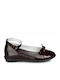 Kids Leather Ballerinas with Adjustable Metal Clasp Burgundy
