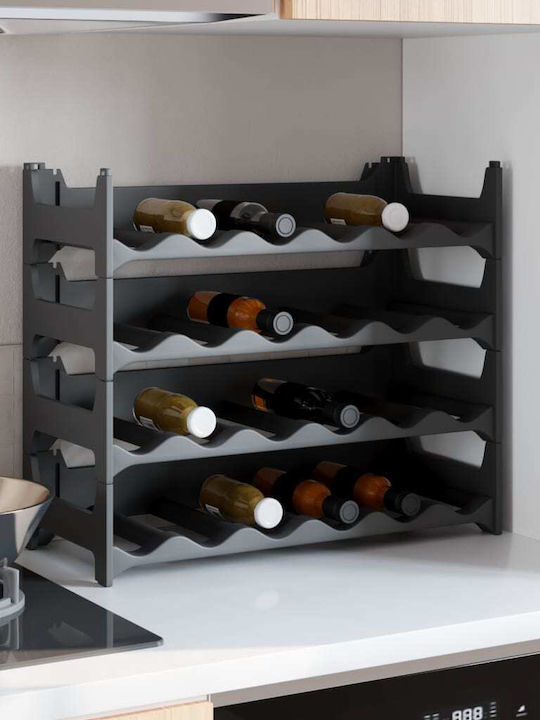 vidaXL Freistehend Flaschenhalter Hölzernes für 24 Flaschen Gray 60x26x52εκ.