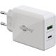 Goobay Φορτιστής Χωρίς Καλώδιο με Θύρα USB-A και Θύρα USB-C 30W Power Delivery Λευκός (61674)
