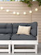 Outdoor Chair Wooden White with Cushion 61x61x62cm