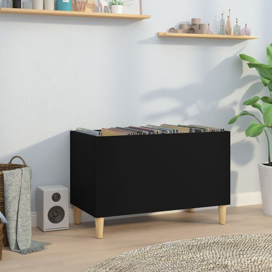 vidaXL Record Furniture from Processed Wood Hi-Fi Furniture Black with Brown Legs 74.5x48x38cm