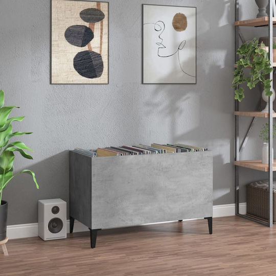 vidaXL Έπιπλο Δίσκων από Σκυρόδεμα Hi-Fi Furniture Grey with Black Feet 74.5x48x38cm