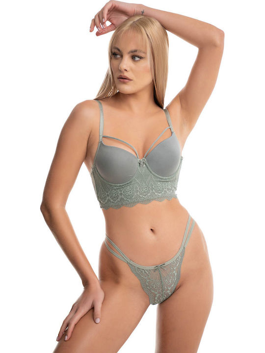 Koza Δαντελένιο Σετ Εσωρούχων Σουτιέν με Slip Mint