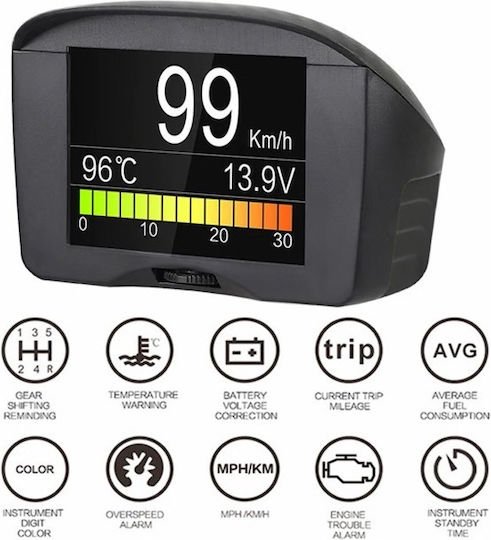 Autool X50 Plus Ψηφιακό Όργανο Head Up Display, Θερμοκρασίας Νερού και OBD2 Αυτοκινήτου