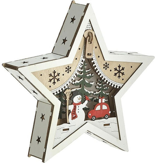 Inart Crăciunesc Decorativ Suspendata Stea Lemnos Bej 22x5x22buc 1buc