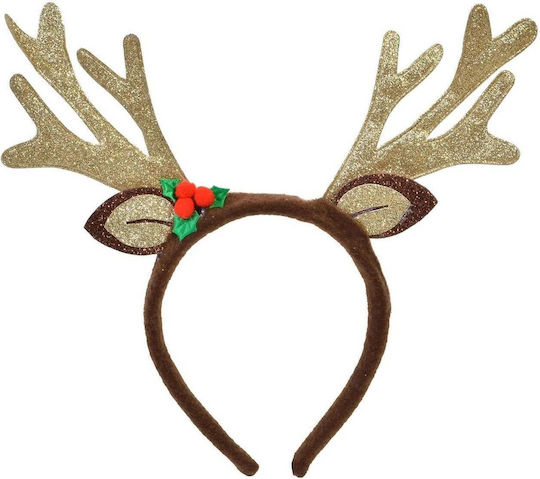 Christmas Headband Brown with Pattern Reindeer