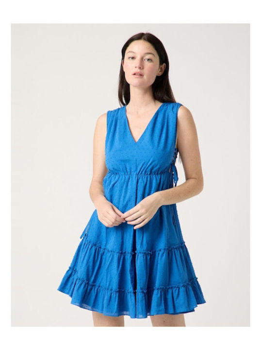 Naf Naf Sommer Mini Kleid Blau