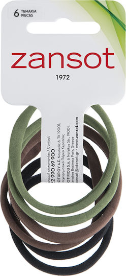 Zan Sot Set Hair Scrunchies 6 Pieces Black Brown Green Khaki