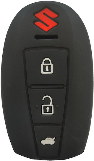 Silicone Car Key Cover Case with 3 Buttons for Suzuki Black