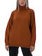 MY T Women's Long Sleeve Sweater Turtleneck Brown