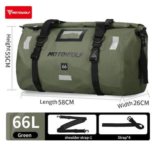 Motowolf B66L-BK Motorcycle Tail Bag Waterproof 66lt Green