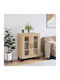Floor-standing Living Room Display Cabinet made of Wood & Metal with Glass Brown 69.5x34x90cm