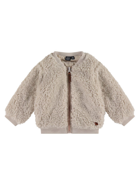 Babyface Girls Furry Cardigan with Zipper Ecru