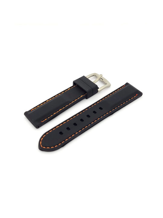 KOSTELO Rubber Strap Black with White Stitching 20mm