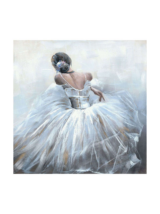 Marhome Ballerina White Dress Painting on Canvas 100x100cm