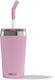 Sigg Glass Thermos Stainless Steel 450ml Pink with Straw