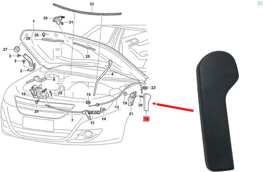 Λαβή Ανοίγματος Καπό Κινητήρα για Volkswagen Transporter / T5 CU-000806