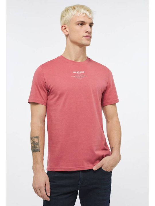 Mustang Ανδρικό T-shirt Κοντομάνικο Ροζ