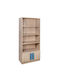 Kids Wooden Bookcase Beige 80x35x180cm