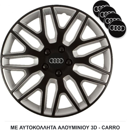 Versaco Car Hubcap Set Dakar with Audi Emblem 16" 4pcs Black