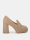 Bozikis Synthetic Leather Beige High Heels