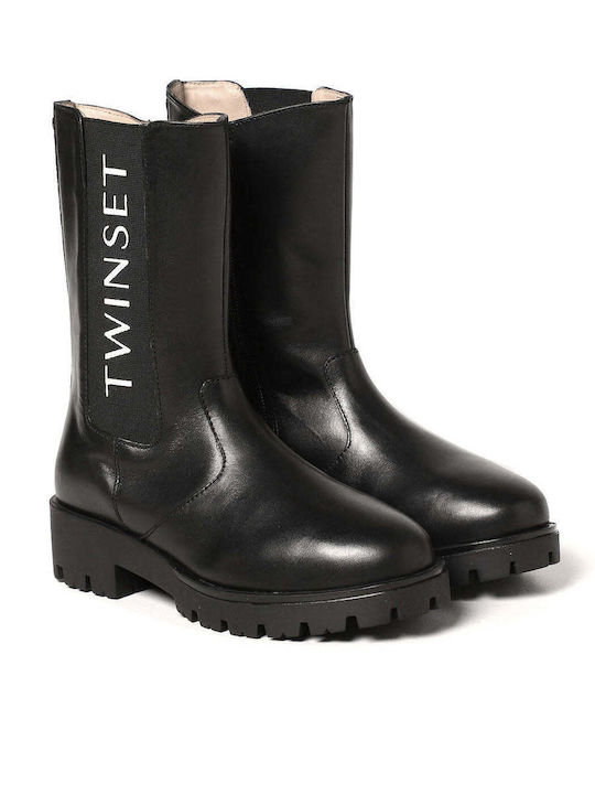 Twinset Kids Leather Boots Black