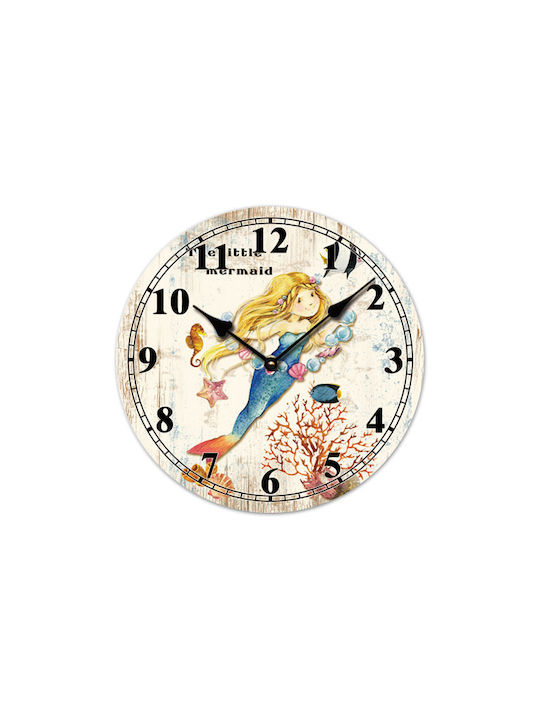 Marhome Wall Clock Wooden Ø33cm 15-00-17762