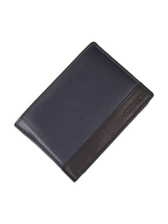Armonto Кожен Мъжки Портфейл За Карти С RFID Син