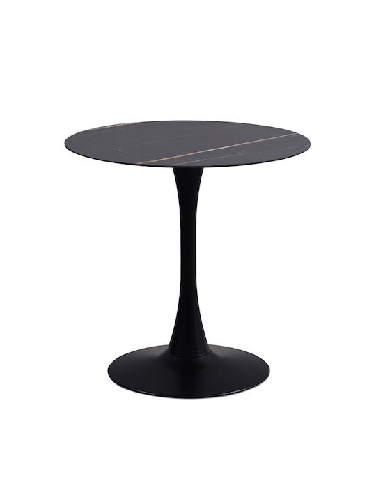 Fay Table Kitchen with Stone Surface Black 70x70x73cm