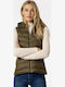 Women's Short Puffer Jacket for Spring or Autumn with Hood Khaki