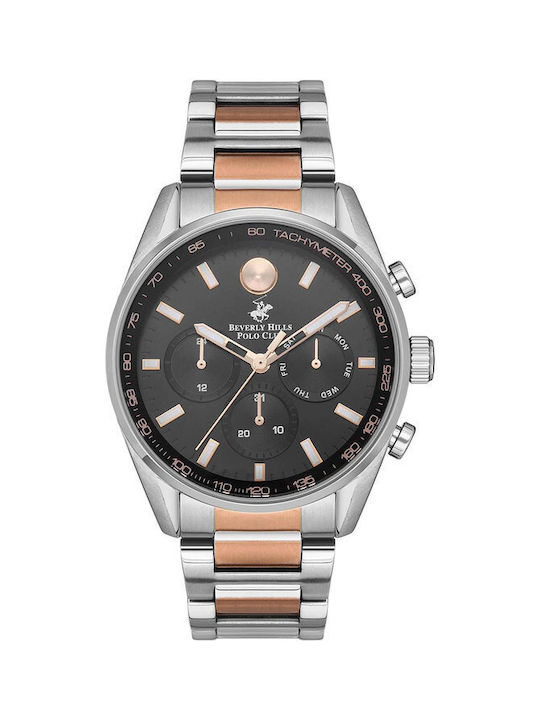 Beverly Hills Polo Club Watch Battery with Silver Metal Bracelet