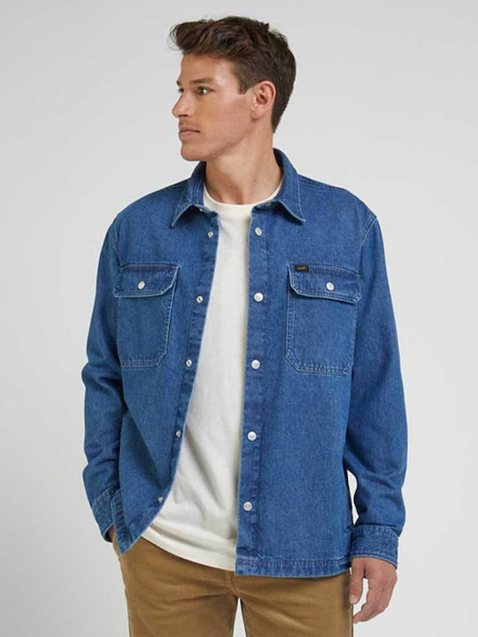 Lee Herrenhemd Overshirt Langärmelig Blau